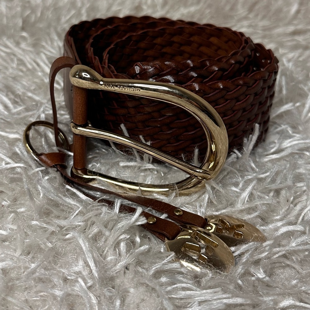 Michael Kors Brown Braided Woven Belt Women's Size S
